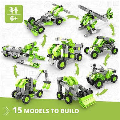 Engino Creative Builder 15-In-1 Multimodel Toy Vehicles Brick Set