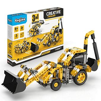 Engino Creative Builder 3-In-1 Backhoe Loader Multimodel Vehicle Brick Set