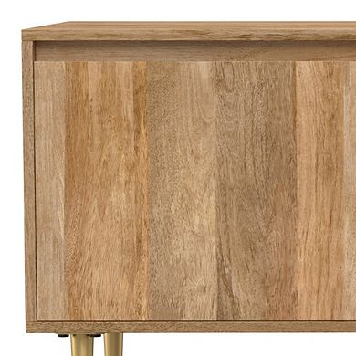 Simpli Home Fallon SOLID MANGO WOOD TV Media Stand in Natural For TVs up to 65 inches