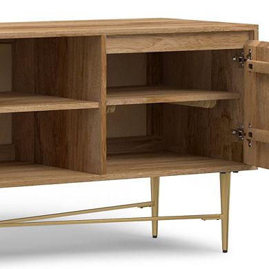 Simpli Home Fallon SOLID MANGO WOOD TV Media Stand in Natural For TVs up to 65 inches