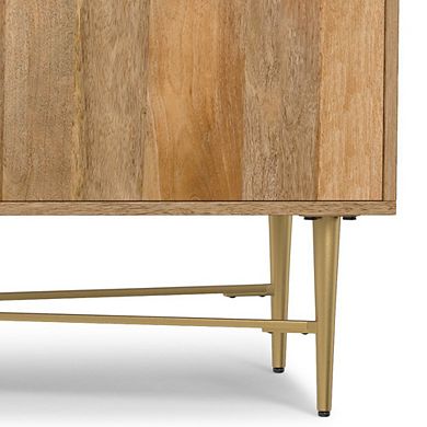 Simpli Home Fallon SOLID MANGO WOOD TV Media Stand in Natural For TVs up to 65 inches