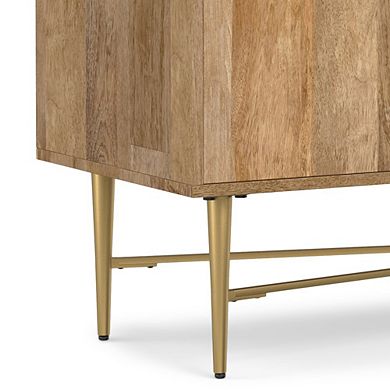 Simpli Home Fallon SOLID MANGO WOOD TV Media Stand in Natural For TVs up to 65 inches