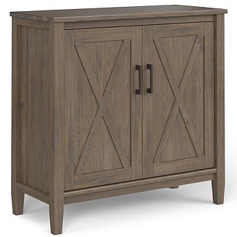Simpli Home Ela Solid Wood Low Storage Cabinet In Smoky Brown