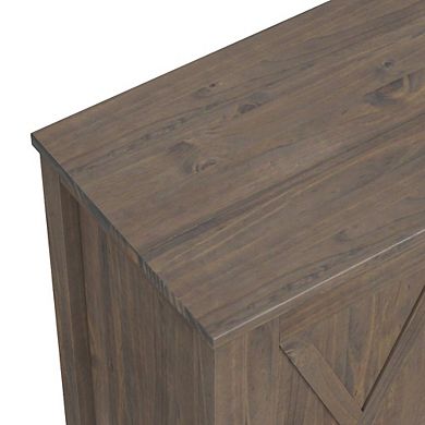 Simpli Home Ela Solid Wood Low Storage Cabinet In Smoky Brown