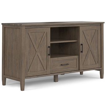 Simpli Home Ela Solid Wood Medium Tv Stand In Smoky Brown For Tvs Up To 60 in
