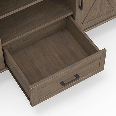 Simpli Home Ela Solid Wood Medium Tv Stand In Smoky Brown For Tvs Up To 60 Inches