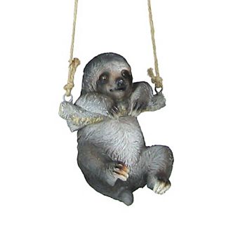 Hand-Painted Resin Sculpture Three-Toed Sloth Hanging Statue With Rope Hanger