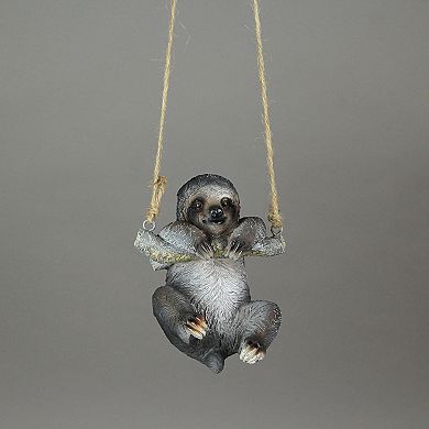 Hand-Painted Resin Sculpture Three-Toed Sloth Hanging Statue With Rope Hanger