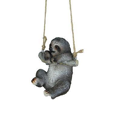 Hand-Painted Resin Sculpture Three-Toed Sloth Hanging Statue With Rope Hanger