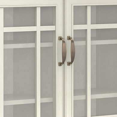 Simpli Home Connaught Solid Wood Tall Storage Cabinet In Antique White