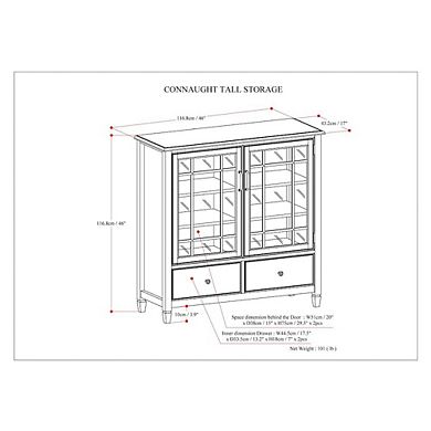 Simpli Home Connaught Solid Wood Tall Storage Cabinet In Antique White