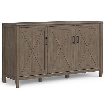 Simpli Home Ela Solid Wood Wide Storage Cabinet In Smoky Brown