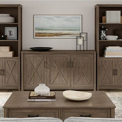 Simpli Home Ela Solid Wood Wide Storage Cabinet In Smoky Brown