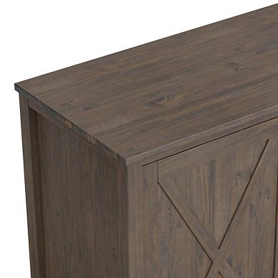 Simpli Home Ela Solid Wood Wide Storage Cabinet In Smoky Brown