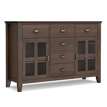 Simpli Home 54 inch Wide Solid Wood Transitional Sideboard Buffet in Natural Aged Brown