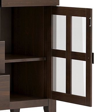 Simpli Home 54 inch Wide Solid Wood Transitional Sideboard Buffet in Natural Aged Brown