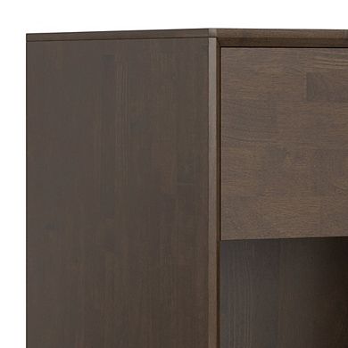Simpli Home Banting Solid Hardwood Mid Century Nightstand In Walnut Brown