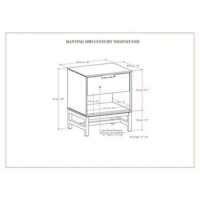 Simpli Home Banting Solid Hardwood Mid Century Nightstand In Walnut Brown