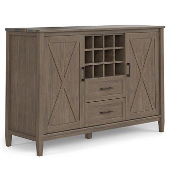 Simpli Home Ela Solid Wood Sideboard With Wine Storage In Smoky Brown