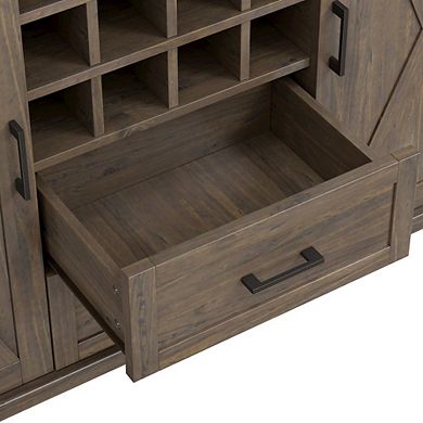 Simpli Home Ela Solid Wood Sideboard With Wine Storage In Smoky Brown