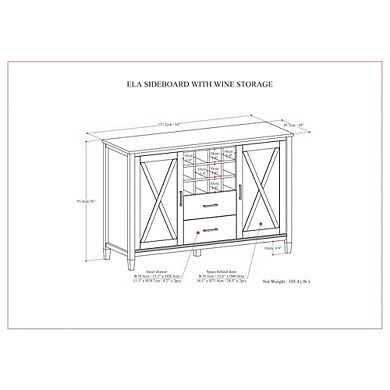 Simpli Home Ela Solid Wood Sideboard With Wine Storage In Smoky Brown