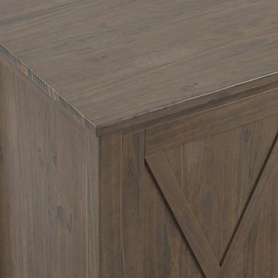 Simpli Home Ela Solid Wood Sideboard With Wine Storage In Smoky Brown