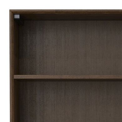 Simpli Home Banting Solid Hardwood Mid Century Open Shelf Bookcase In Walnut Brown