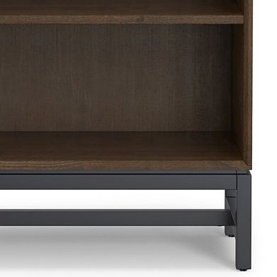 Simpli Home Banting Solid Hardwood Mid Century Open Shelf Bookcase In Walnut Brown