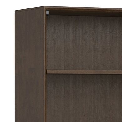 Simpli Home Banting Solid Hardwood Mid Century Open Shelf Bookcase In Walnut Brown