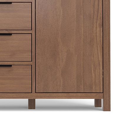 Simpli Home Hollander Solid Wood Sideboard Buffet In Medium Saddle Brown
