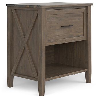 Simpli Home Ela Solid Wood Bedside Table In Smoky Brown