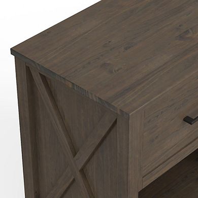 Simpli Home Ela Solid Wood Bedside Table In Smoky Brown