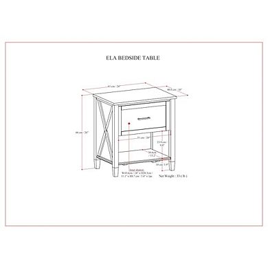 Simpli Home Ela Solid Wood Bedside Table In Smoky Brown