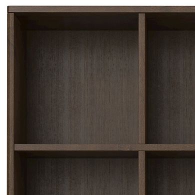 Simpli Home Solid Hardwood Mid Century Modern 9 Cube Storage In Walnut Brown