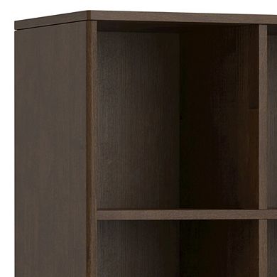 Simpli Home Solid Hardwood Mid Century Modern 9 Cube Storage In Walnut Brown