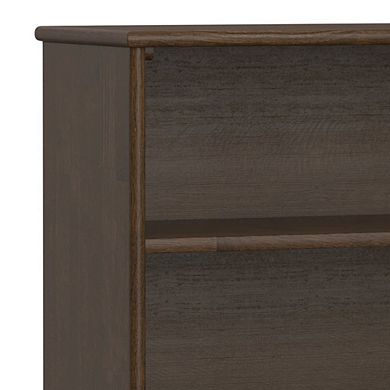 Simpli Home SOLID HARDWOOD 30 inch x 64 inch Mid Century Modern Low Bookcase in Walnut Brown