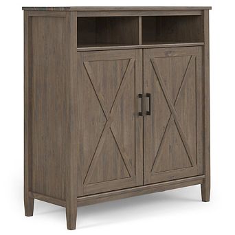 Simpli Home Ela Solid Wood Medium Storage Cabinet In Smoky Brown