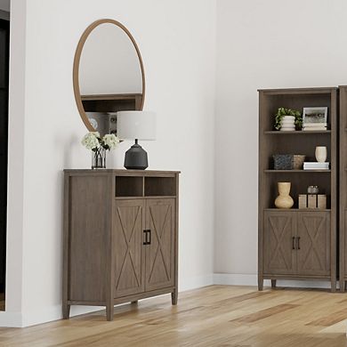 Simpli Home Ela Solid Wood Medium Storage Cabinet In Smoky Brown