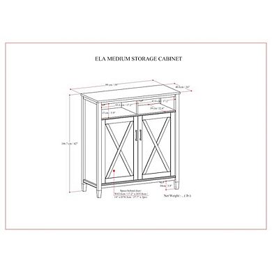 Simpli Home Ela Solid Wood Medium Storage Cabinet In Smoky Brown