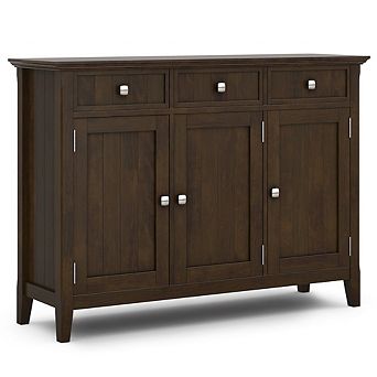 Simpli Home Acadian Solid Wood Wide Entryway Storage Cabinet In Brunette Brown