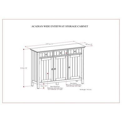 Simpli Home Acadian Solid Wood Wide Entryway Storage Cabinet In Brunette Brown