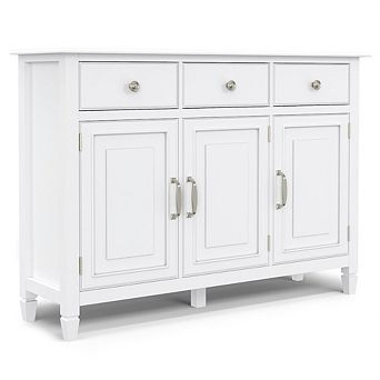 Simpli Home Connaught 51 inch Wide Solid Wood Traditional Entryway Storage Cabinet in White
