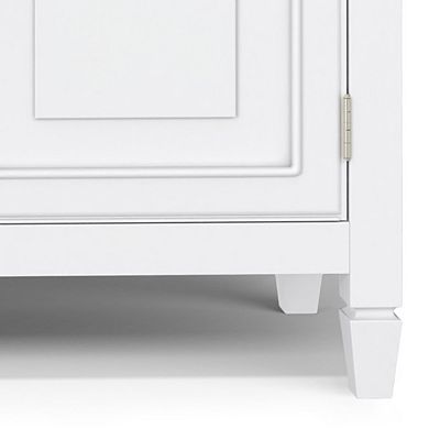 Simpli Home Connaught 51 inch Wide Solid Wood Traditional Entryway Storage Cabinet in White