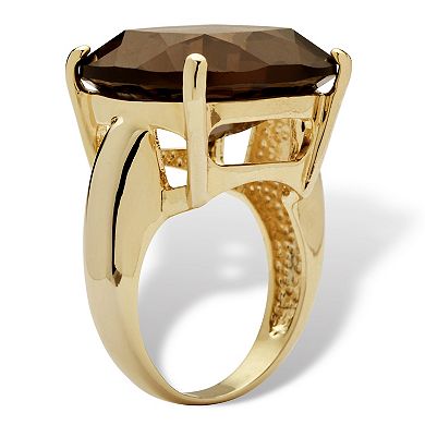 PalmBeach Jewelry Gold-Plated Multi-Faceted Smoky Quartz Ring