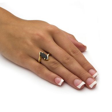 PalmBeach Jewelry Marquise-Shaped Genuine Onyx Tilted Ring