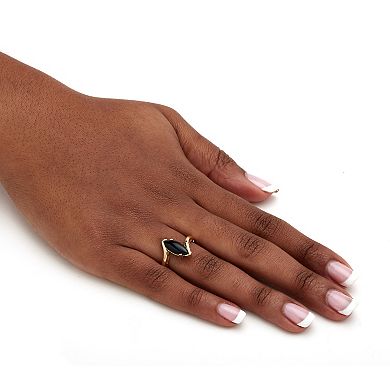 PalmBeach Jewelry Marquise-Shaped Genuine Onyx Tilted Ring