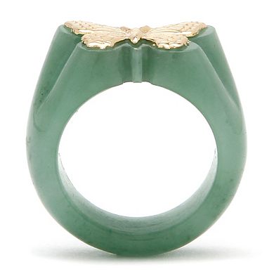 PalmBech Jewelry Genuine Jade 14k Yellow Gold Butterfly Ring