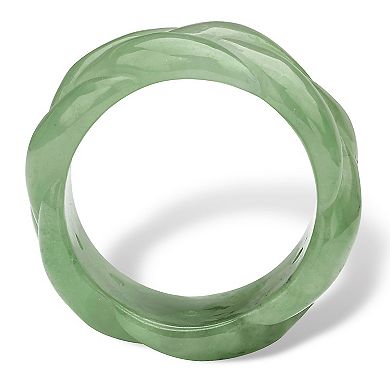 PalmBeach Jewelry Genuine Green Jade Braided Eternity Ring