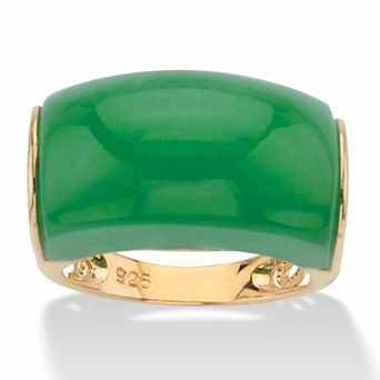 PalmBeach Jewelry Genuine Green Jade 14k Gold-plated Sterling Silver Lucky Symbols Dome Ring