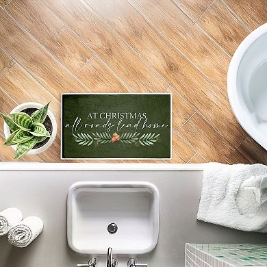 Stupell Home Decor All Roads Lead Home Christmas Bath Mat